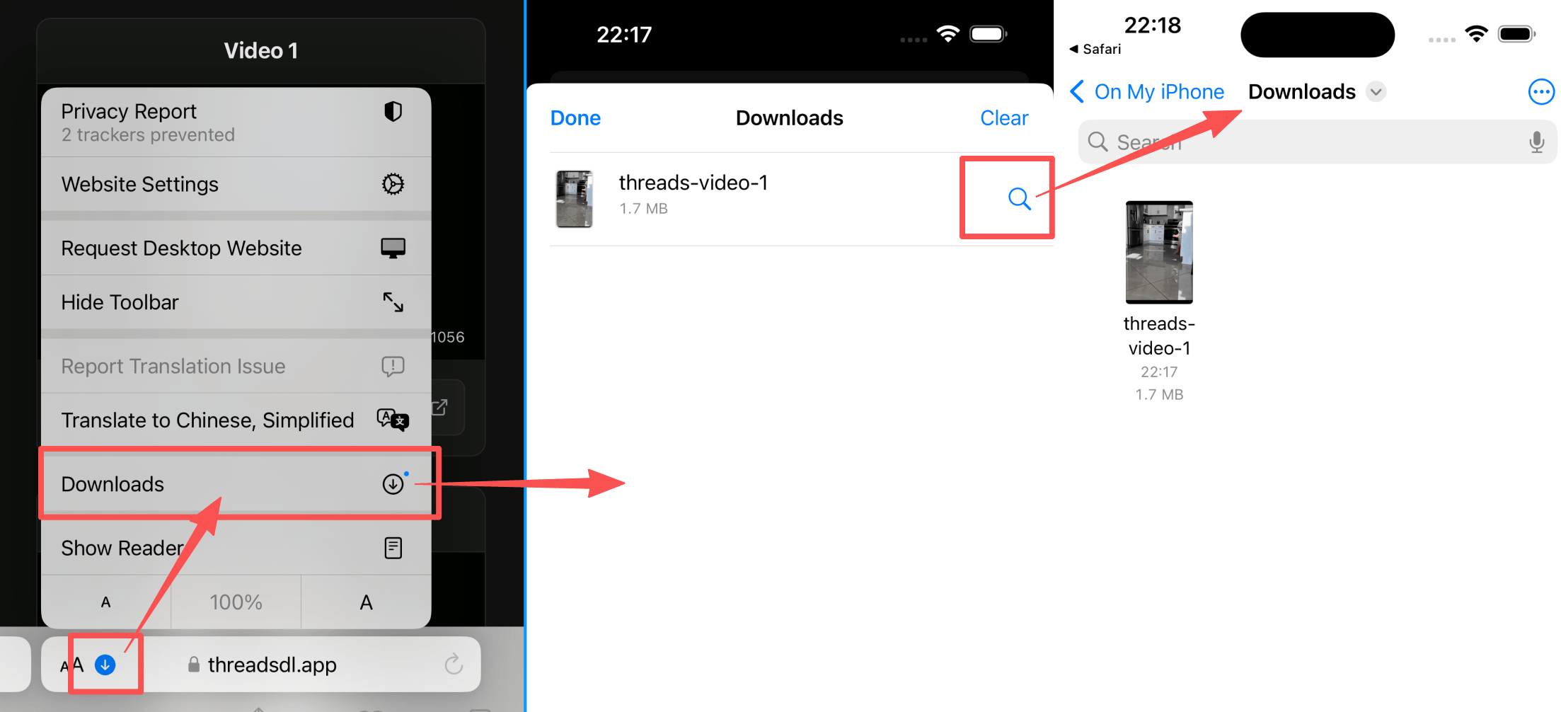Trouver le fichier Threads téléchargé dans le dossier Téléchargements sur iPhone